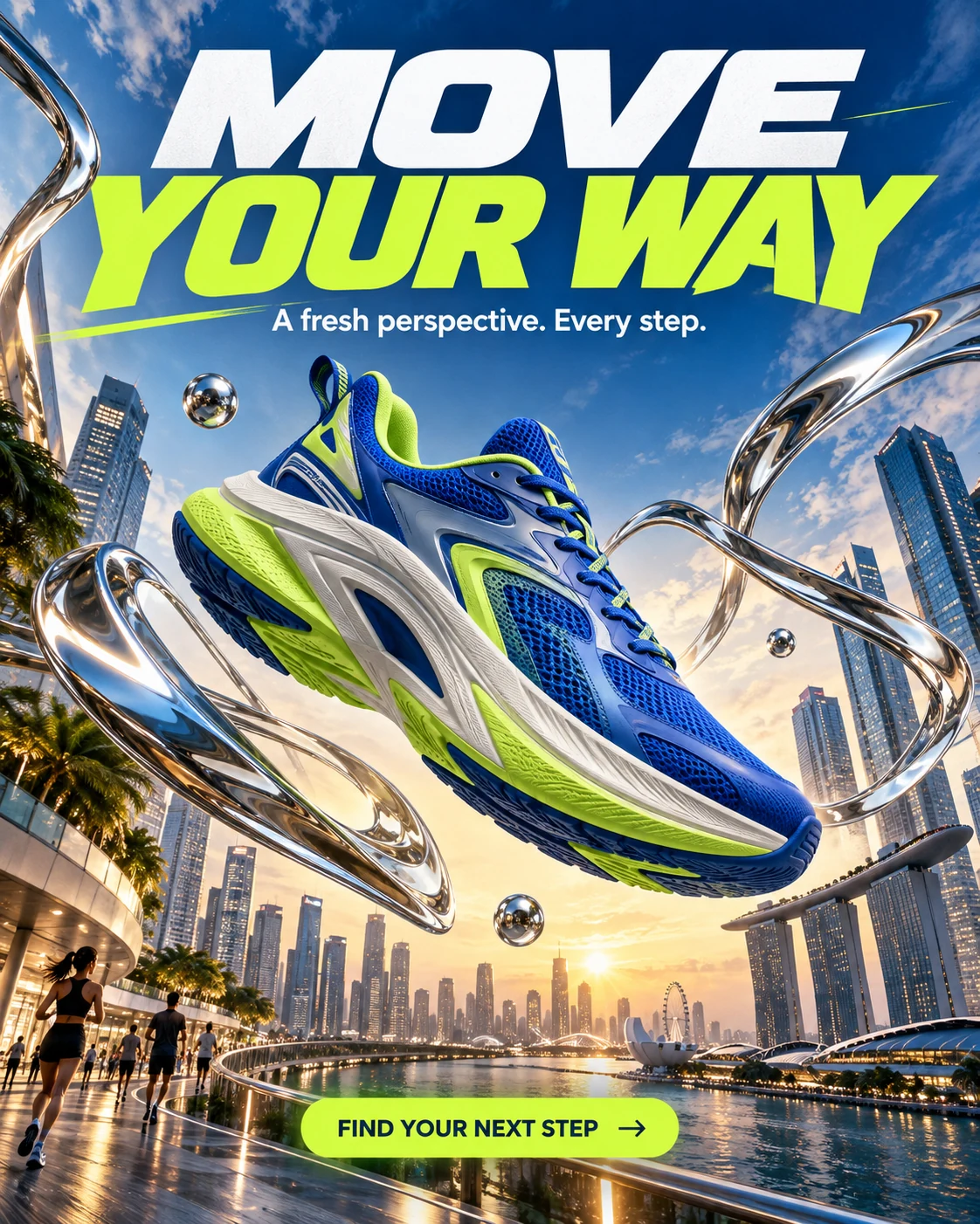 Sneakers · Electric 3D — MOVE YOUR WAY · A fresh perspective. Every step. · FIND YOUR NEXT STEP