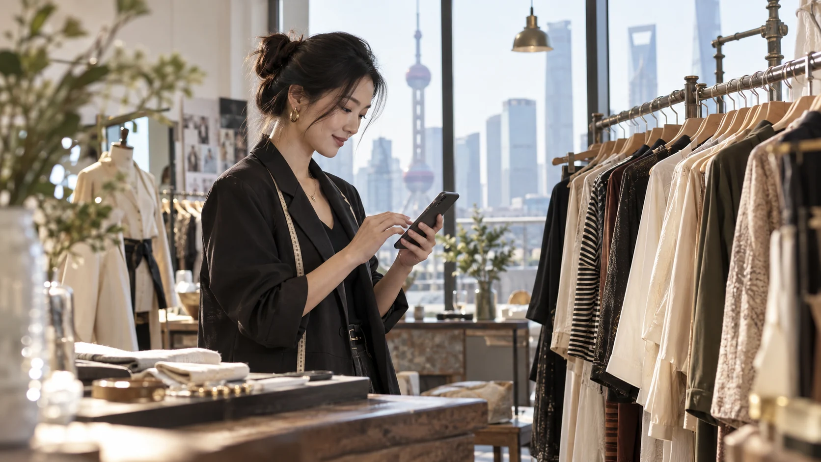 店主准备订单并回复消息的示意图